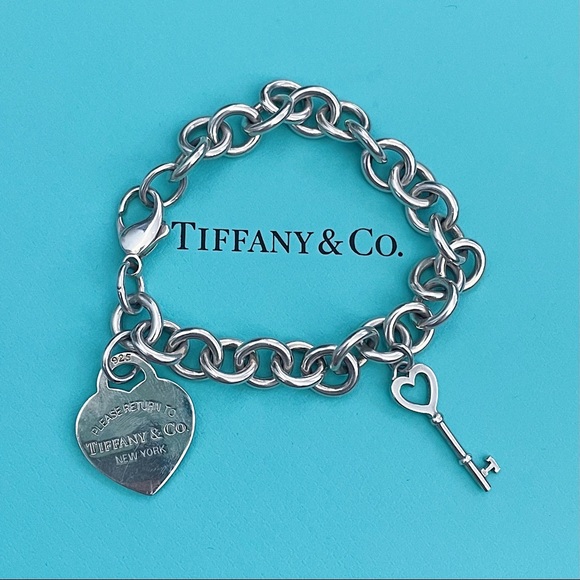 Heart Tag Bracelet With Heart Key Charm 